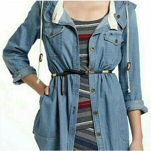 Anthropologie Holding Horses Hooded Denim Smock Size S